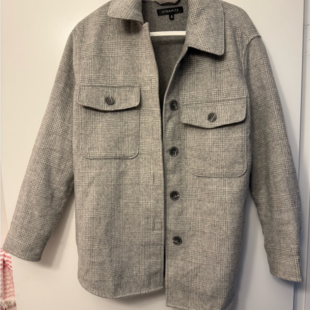 Dynamite Gray Plaid Shacket
